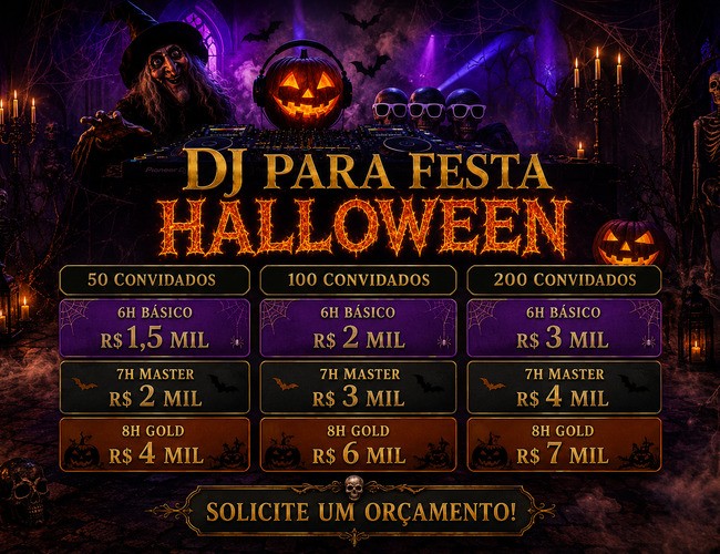 tabela de preço de dj para festa halloween em São Paulo - Padoma Eventos