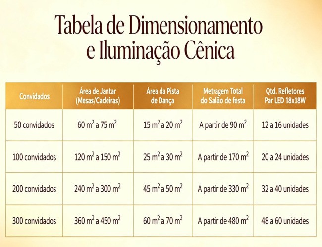 Tabela de refletores luz decorativa par led - Padoma Eventos